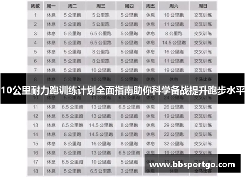 10公里耐力跑训练计划全面指南助你科学备战提升跑步水平